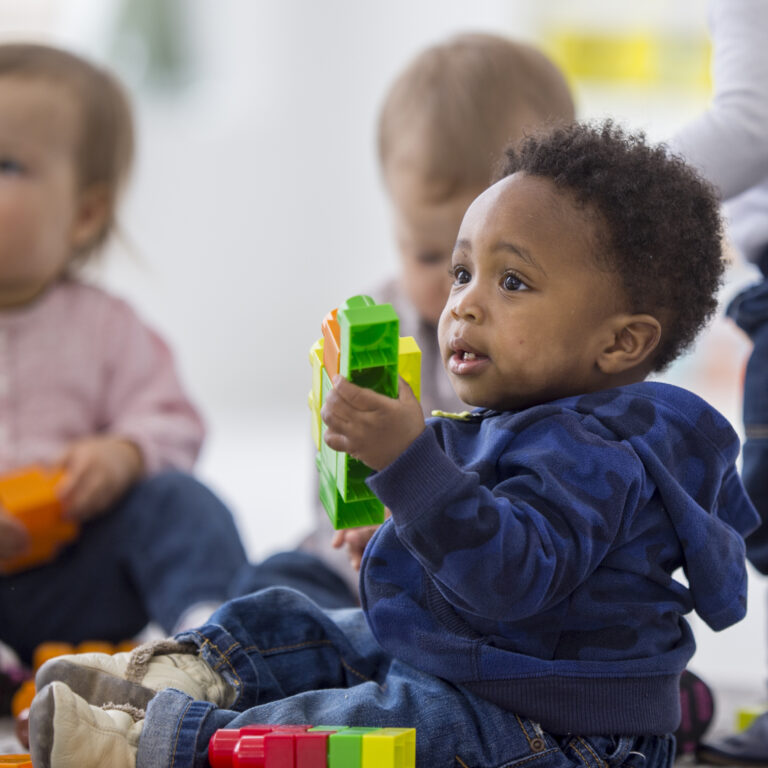 Toddlers Playing with Blocks